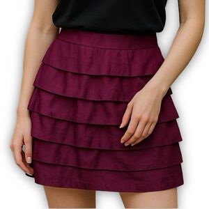 H&M Ruffle Mini Skirt Purple Satin Size 2